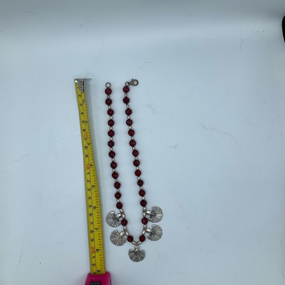 “VINTAGE GINGKO LEAF NECKLACE” Silver with Brown Faceted “Jet”  Beads. - Picture 15 of 15